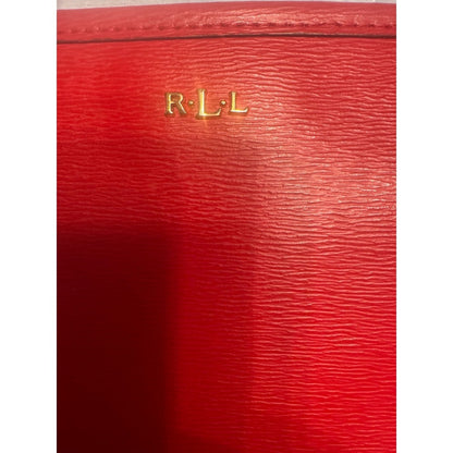 RLL Ralph Lauren Red Leather Tote Bag Shoulder Bag Purse
