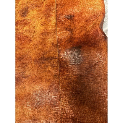 Vintage Leather Longline Vest Women S Brown Embroidered Boho Tribal Zip Good