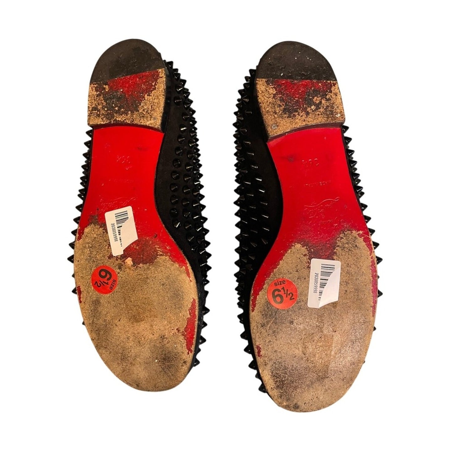 Iconic Christian Louboutin black suede loafers with-spike studs size 6.5