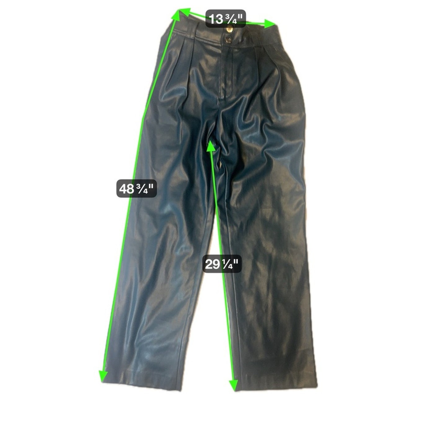 Simon Miller Leather Pants Blue Green High Waist Pleated Wide Leg waist 27