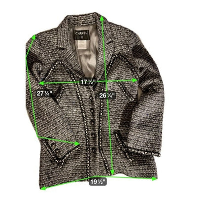 Chanel Black White Tweed Embellished Jacket Blazer & Dress  in France Size 40