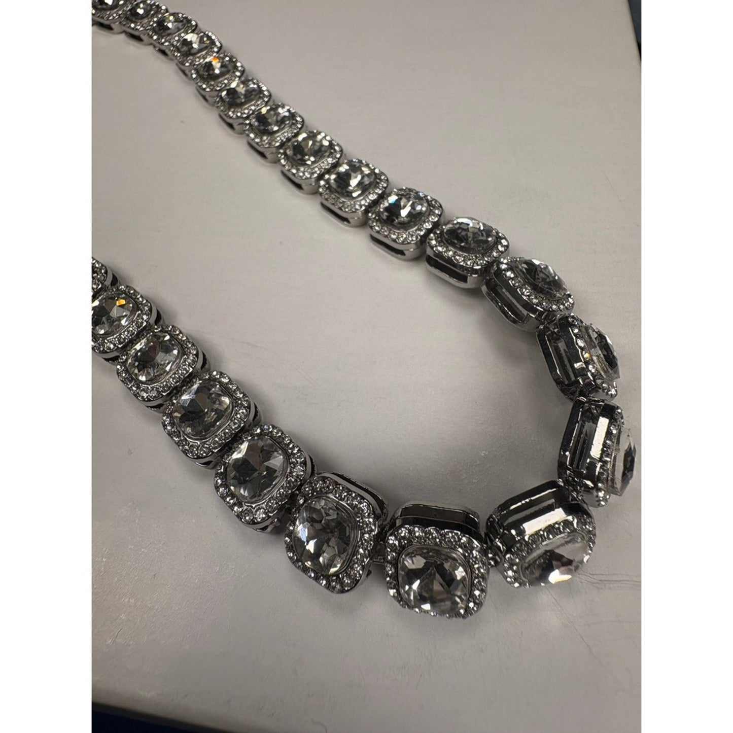 Sparkling Crystal Tennis Bracelet Silver Tone Rhinestone Link Glamorous