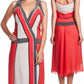 BCBG Max Azria Runway Brenda Dress Chalk Grey V-Neck Sleeveless Color-Block.