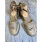 Christian Dior Paris Embroidered Espadrille Wedge Sandals Beige Size 39 EU 9