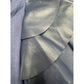 Gracia Top Navy Blue Faux Leather Ruffle Sleeve Crew Neck Short Sleeve XL