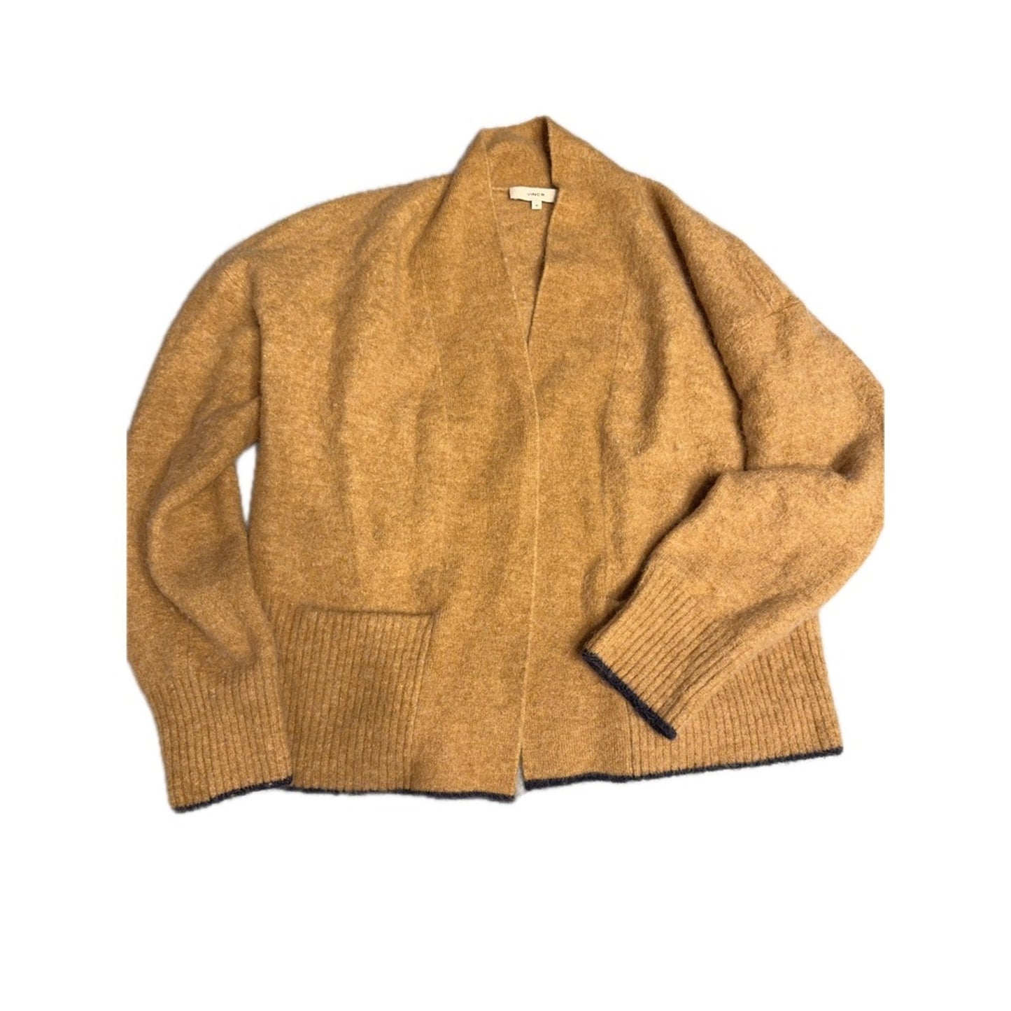 Vince Women's M Medium Beige Wool Blend Open Front Cardigan Sweater