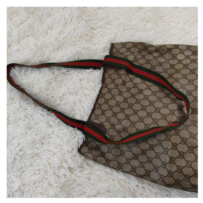 Authentic Vintage Gucci Monogram Canvas Tote Bag Red Green Stripe