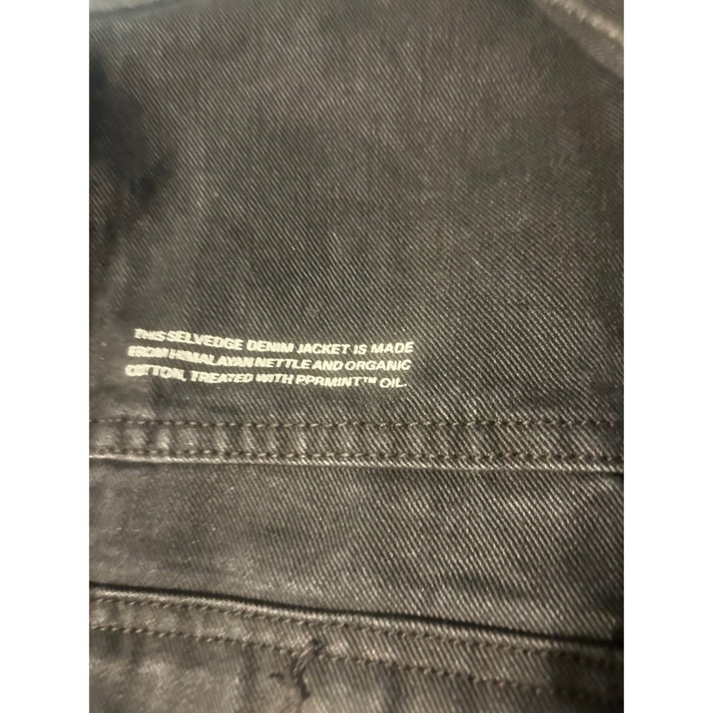 Pangaia Denim Jacket Black Button Front Utility Style Medium