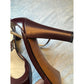 AK Anne Klein Burgundy Leather Ankle Strap Heel Pumps Shoes Women&