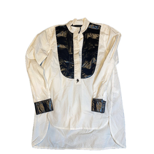 Karl Lagerfeld White Black Patent Tuxedo Shirt Tunic Dress