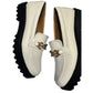 Circus by Sam Edelman Loafers Womens Size 8.5 White Lug Sole Gold Hardware
