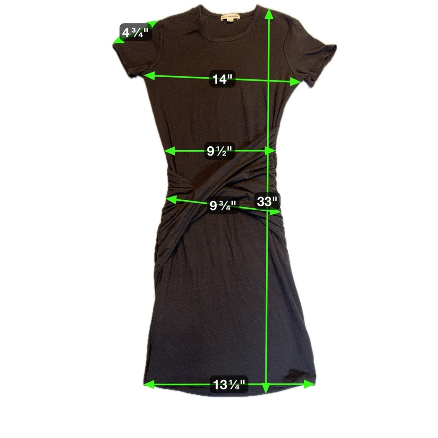James Perse Womens Ruched Twisted Front T-Shirt Dress Black Size 0