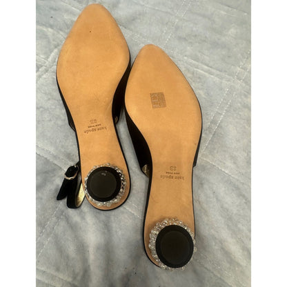 Kate Spade New York Black Slingback Heels Jeweled Ball Kitten Heel Pumps size 8