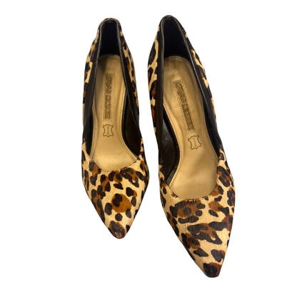 Buffalo London Leopard Print Hair Calf Pointed Stiletto Heels Size 8/38