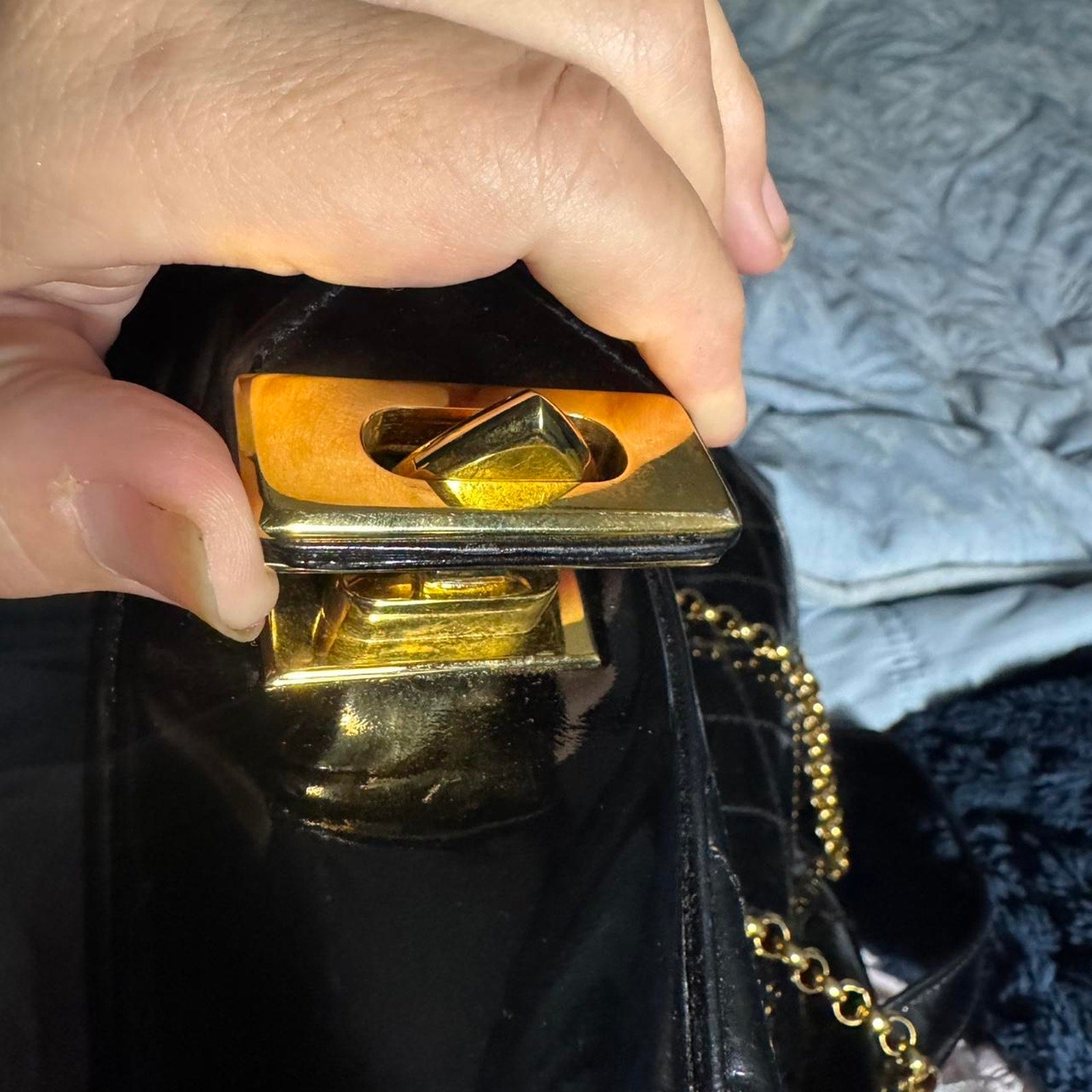 Escada quilted patent leather