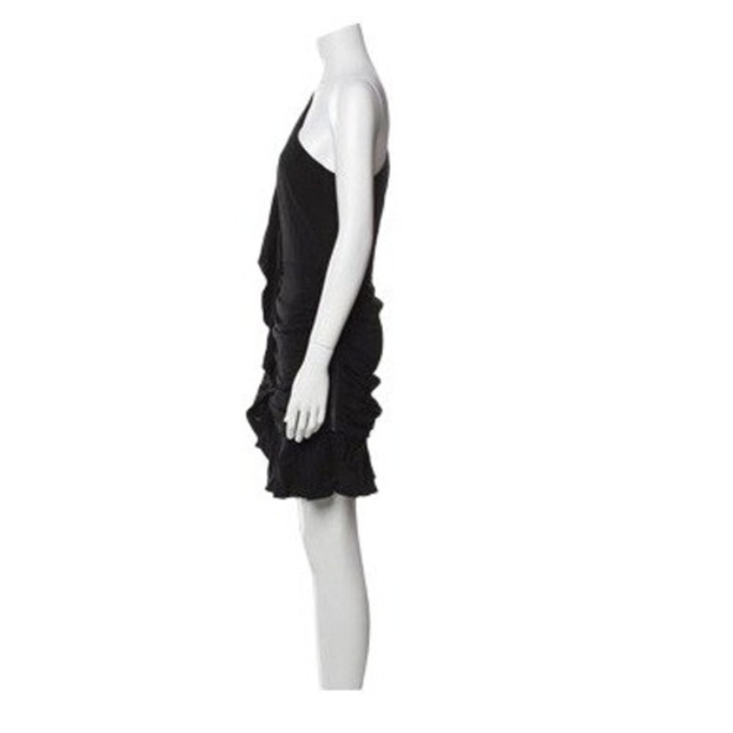 Veronica Beard One Shoulder Ruched Mini Dress Black size 8
