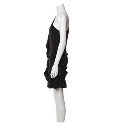 Veronica Beard One Shoulder Ruched Mini Dress Black size 8