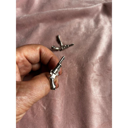 Ted Cavanaugh Silver Revolver Novelty Cufflinks