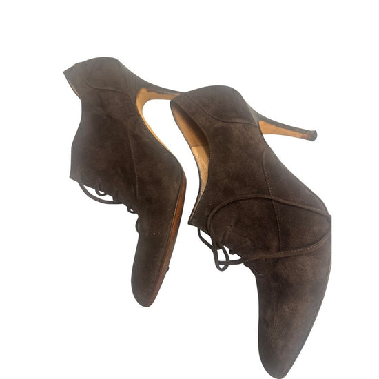 Manolo Blahnik Black Suede Lace-Up Oxford Heels | Size 38.5 (US 8)