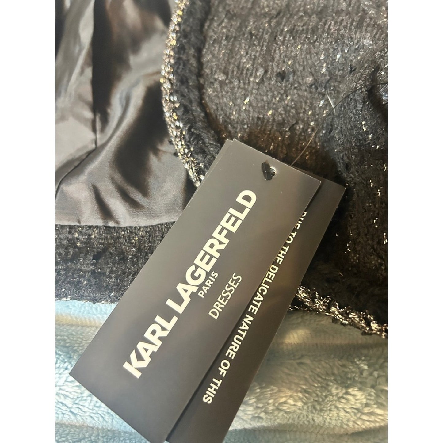 NWT Karl Lagerfeld Paris Bolero Jacket Womens size 10 Black Silver Tweed Cropped