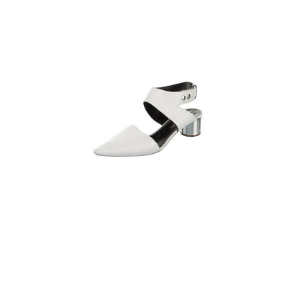 Proenza Schouler White Leather Ankle Strap Block Heel Mules Pointed Toe size 7