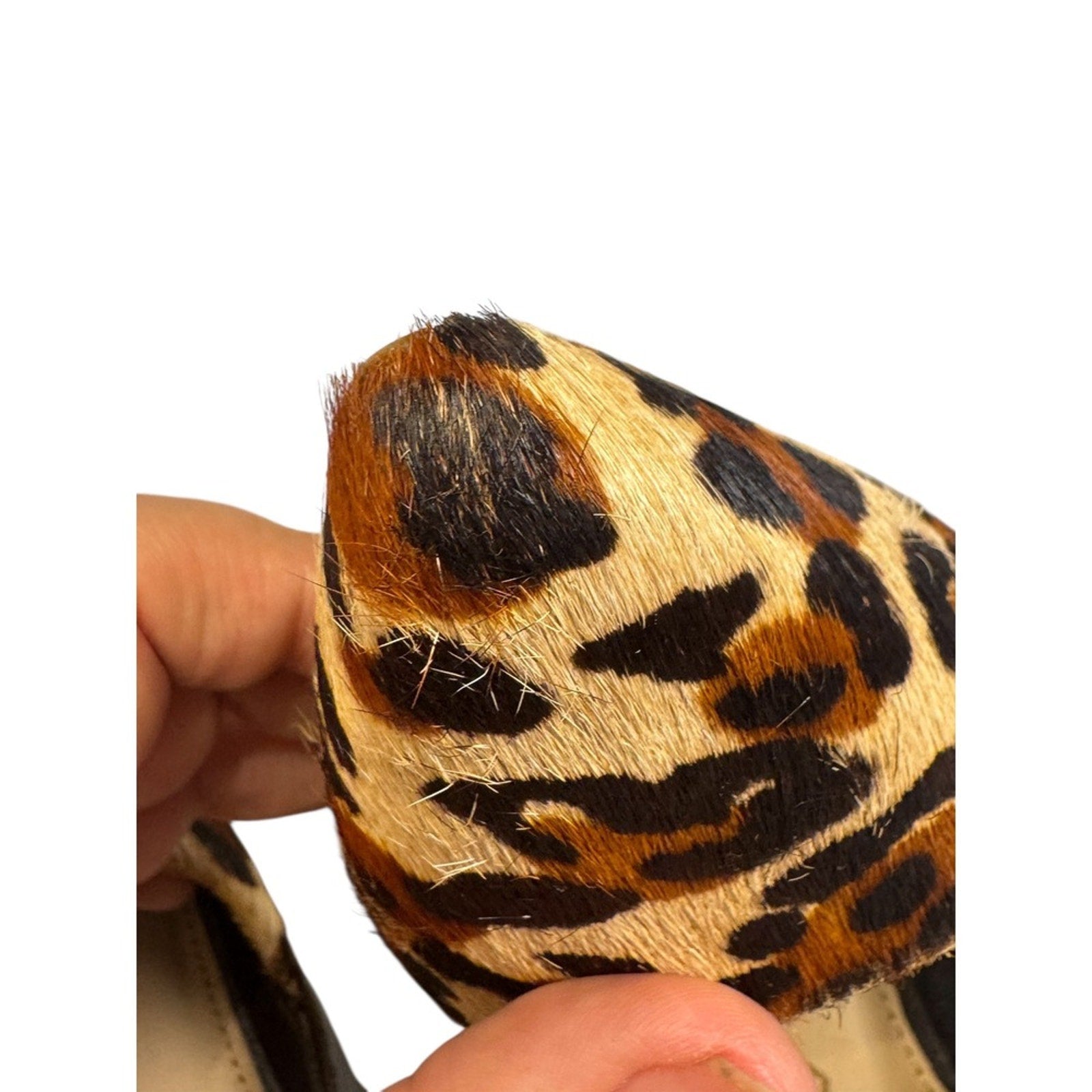 Buffalo London Leopard Print Hair Calf Pointed Stiletto Heels Size 8/38