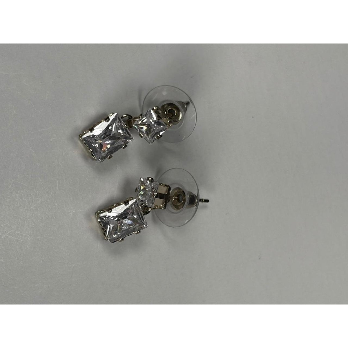 Gold-Tone Clear Faceted Gemstone Stud Earrings