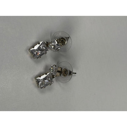 Gold-Tone Clear Faceted Gemstone Stud Earrings
