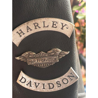Harley-Davidson Biker Jacket Women's Size L Black Excellent Embossed Eagle Back