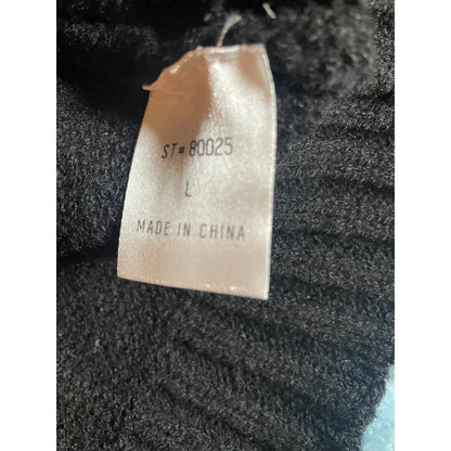ANWND Los Angeles Black Distressed Eyelet Cropped Sweater Size Large