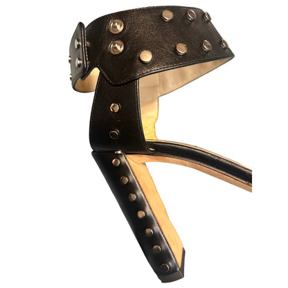 Jimmy Choo Studded Leather Block Heel Sandals Womens 40 Black Silver Studs Good