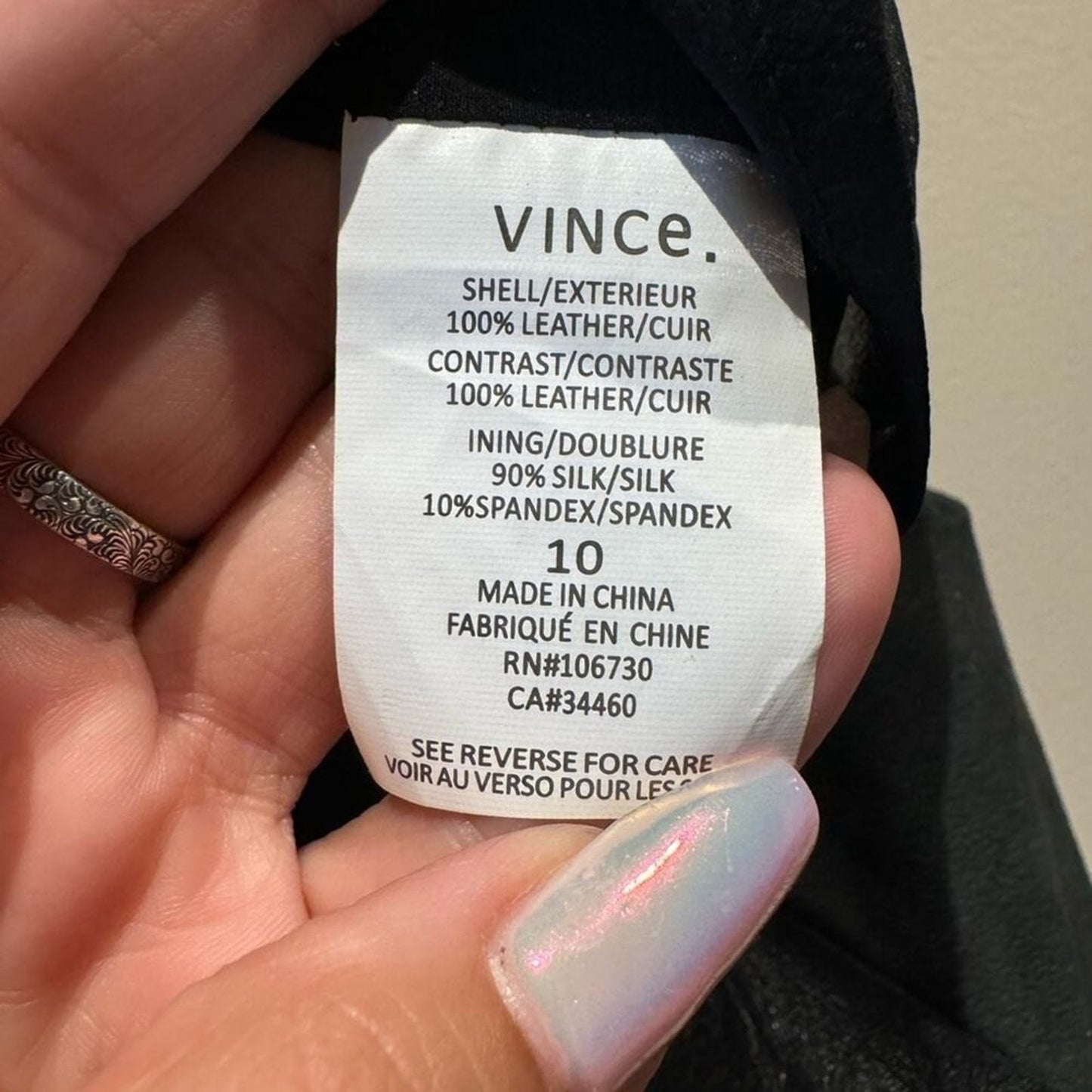 Vince Black Suede & Leather V-Neck Tank Top