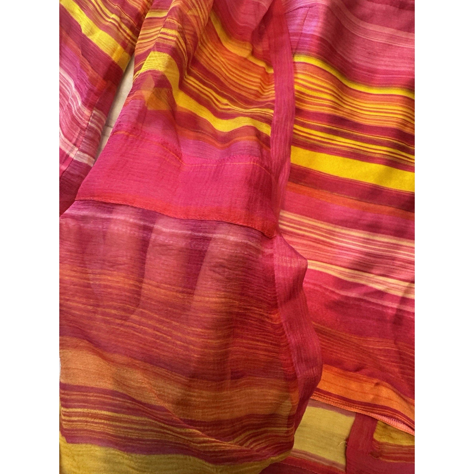 AKRIS Silk Sheer Set Womens Tank Set Pink Orange Yellow Size M .