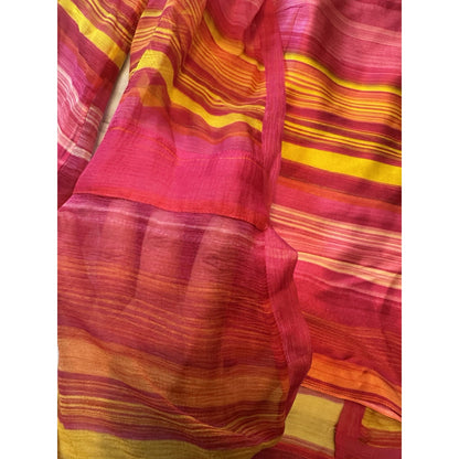 AKRIS Silk Sheer Set Womens Tank Set Pink Orange Yellow Size M .