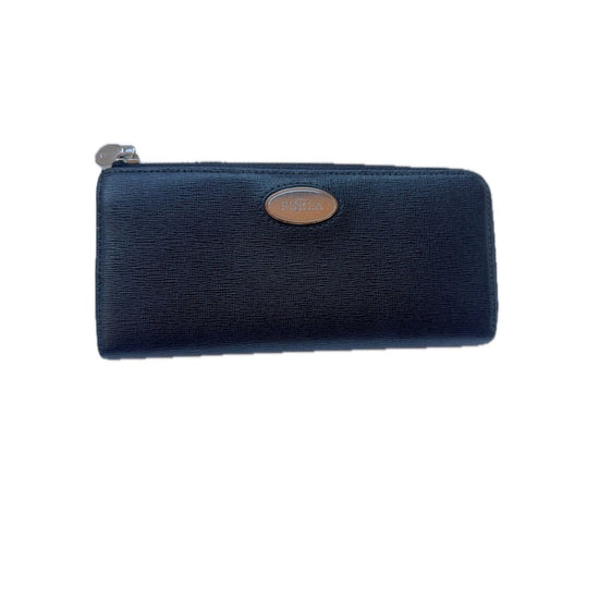 Furla Black Textured Leather Zip Around Continental Wallet Purse