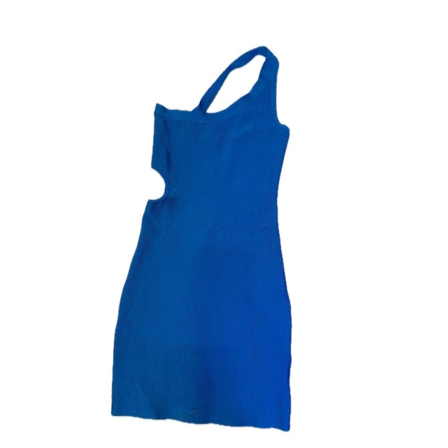 Bebe Blue One Shoulder Cut Out Bodycon Mini Dress XS Princess Blue
