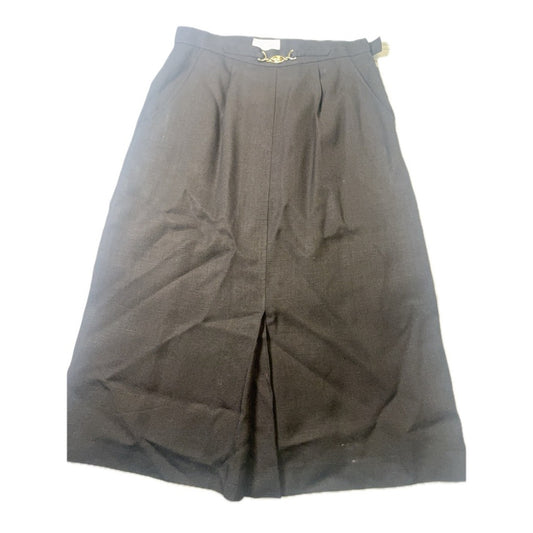 Lotte Vintage Linen Midi Skirt w/ Gold Horsebit Detail – Size M (29” length)