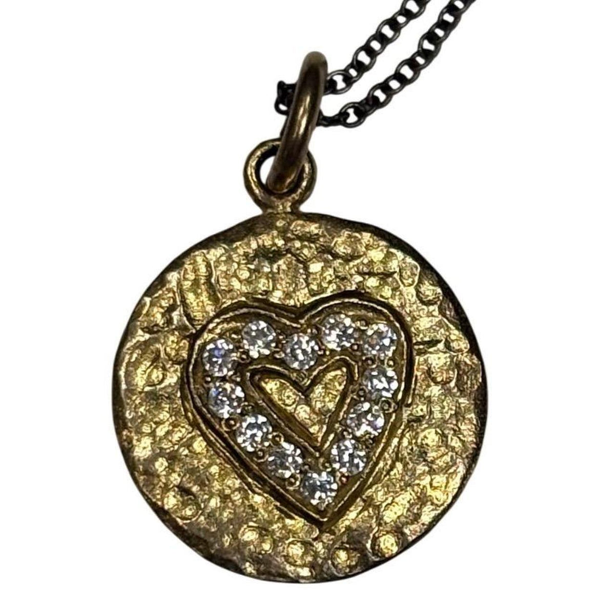 Gold-Tone Cubic Zirconia Pave Heart Charm Necklace
