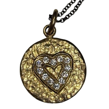 Gold-Tone Cubic Zirconia Pave Heart Charm Necklace