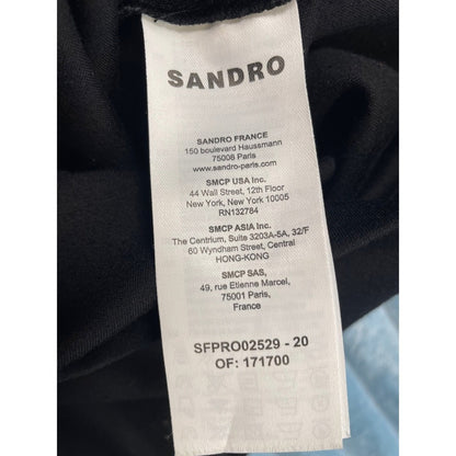 SANDRO Black Long Sleeve Collared Button Up Mini Dress Style SFPRO02529 size M