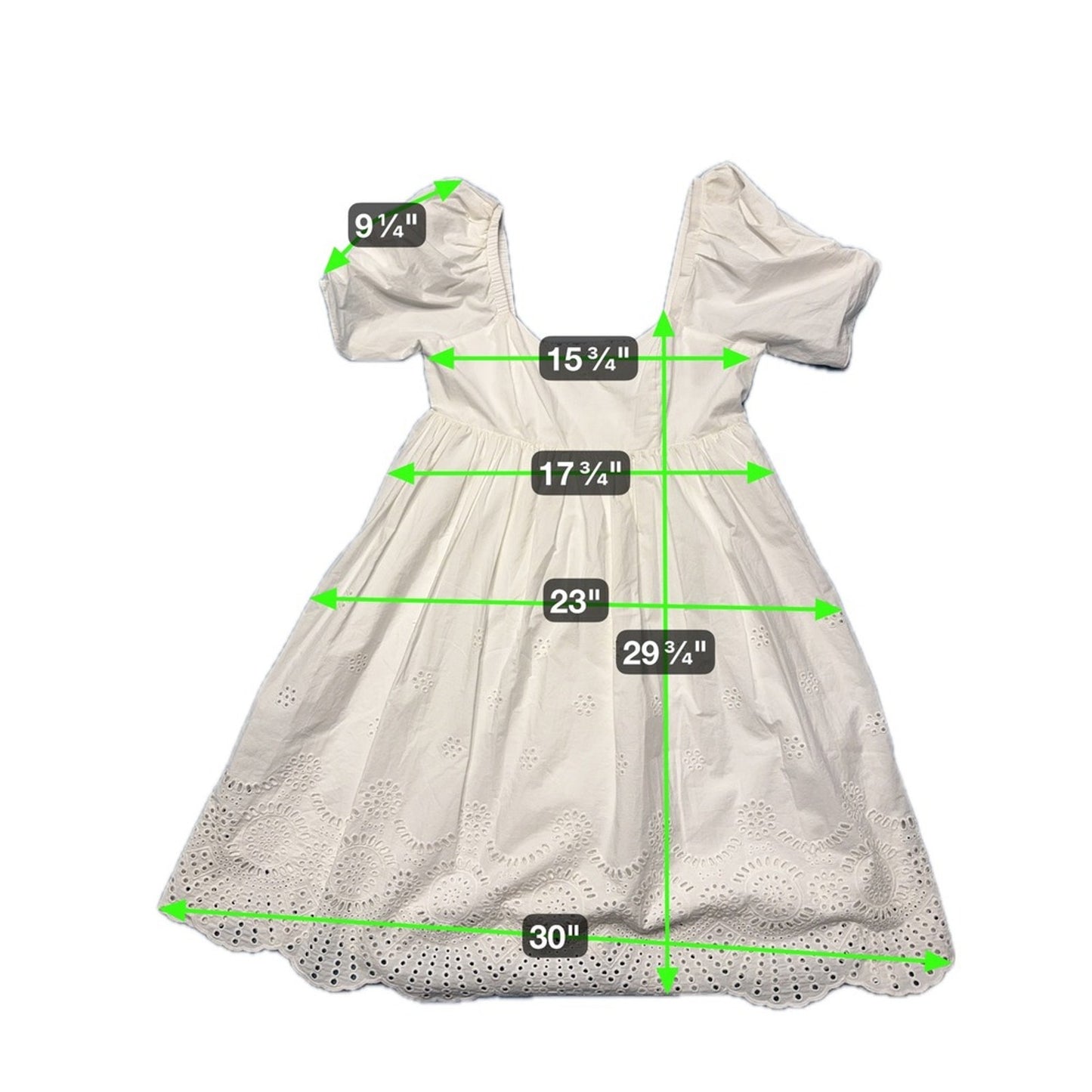 Adrianna Papell White Eyelet Puff Sleeve Dress – Size 8