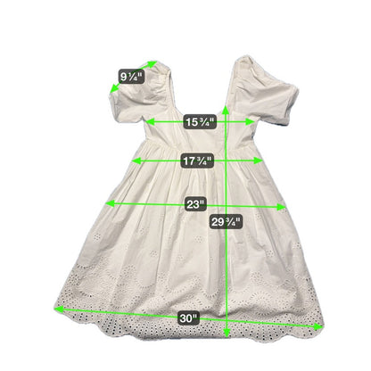 Adrianna Papell White Eyelet Puff Sleeve Dress – Size 8