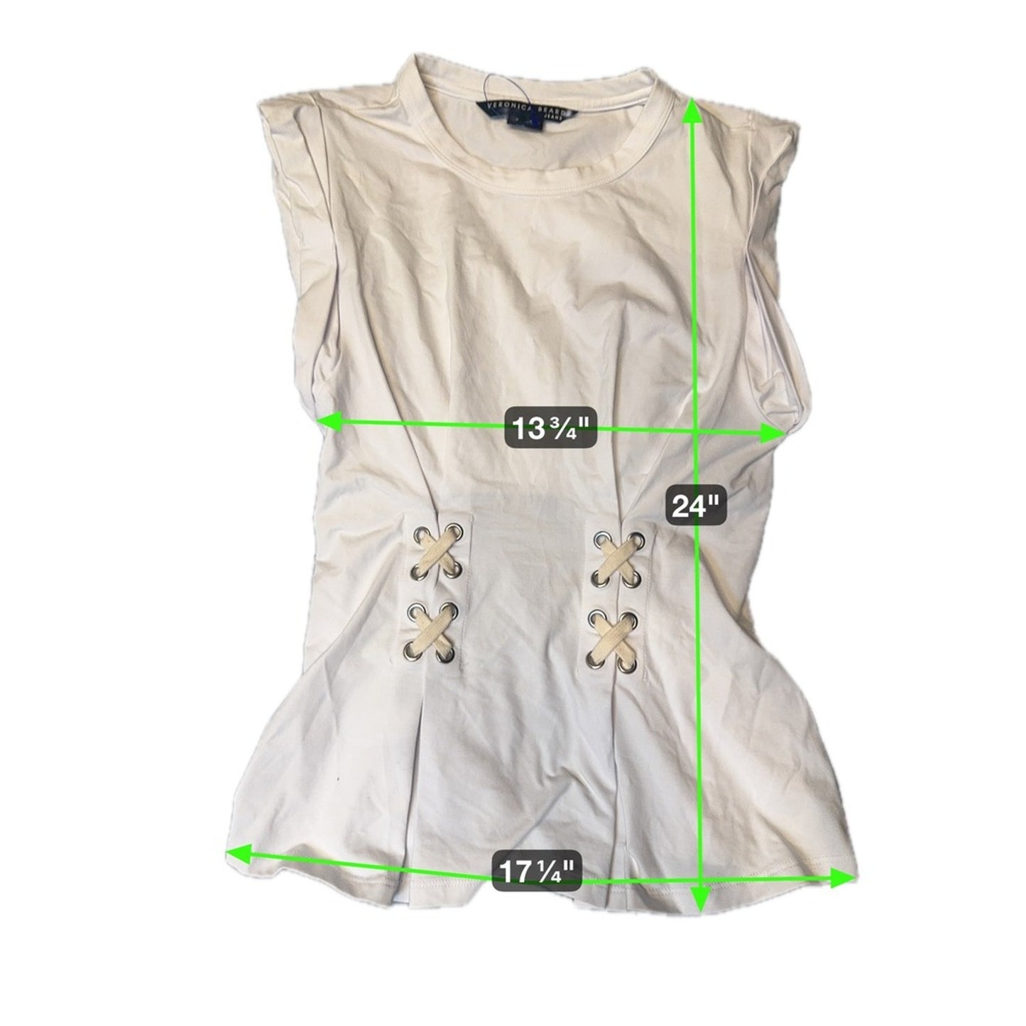 Veronica Beard Jeans White Sleeveless Lace Up Corset Detail Top Size Small