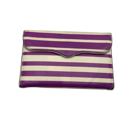 Y2K Rebecca Minkoff Striped Purple White Canvas Continental Wallet Organizer