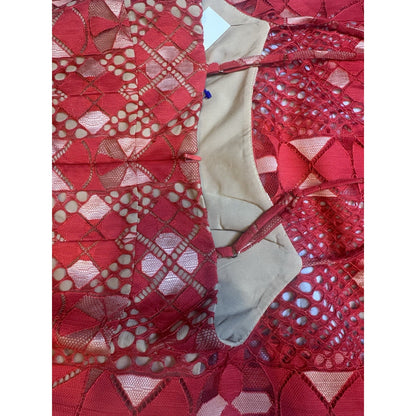 BCBGMAXAZRIA Red Lace Midi Dress Size 0 Cocktail Party Wedding Guest