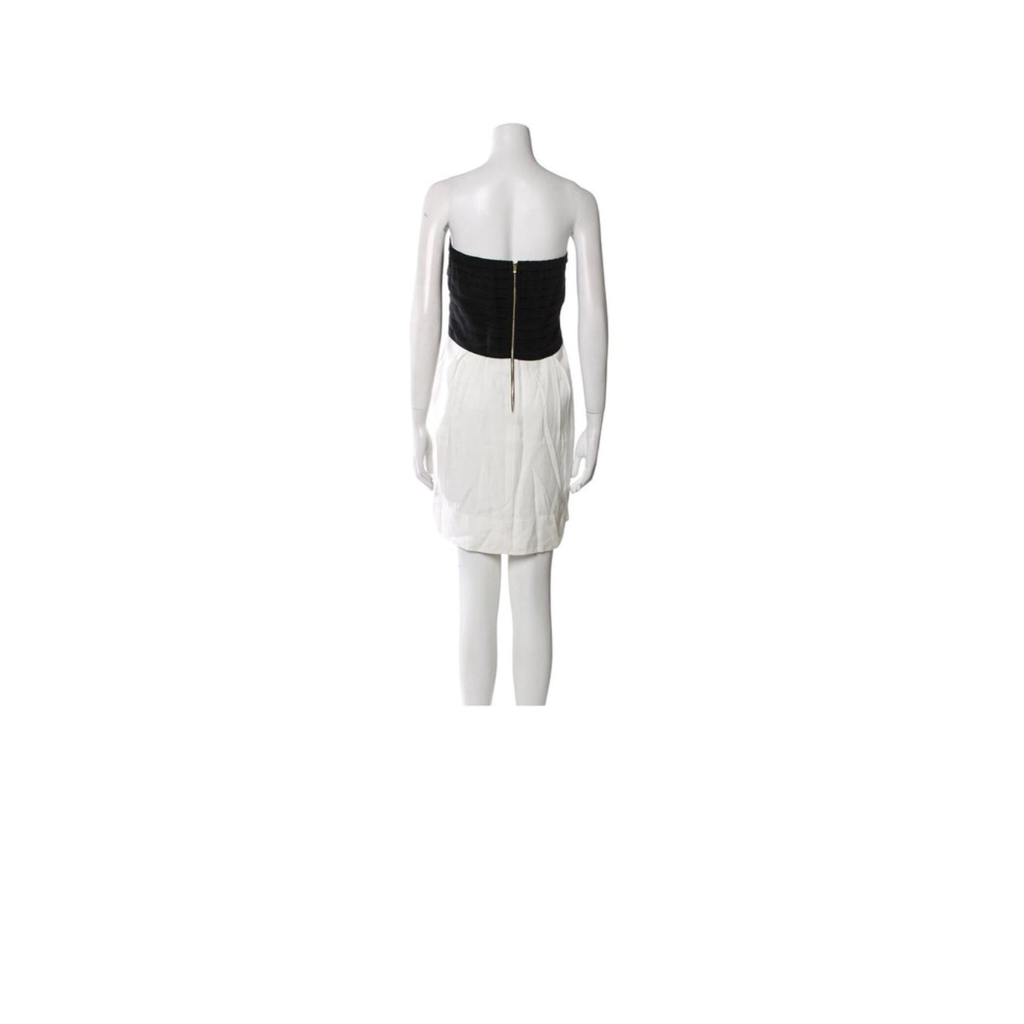 Sandro Silk Mini Dress Black White Strapless Size L