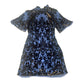 Anthropologie "BLK MOTIF" Velvet Burnout Mock Neck Bell Sleeve Dress Size 0
