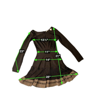 Alaia Black Long Sleeve Square Neck Pleated Skirt Dress Size S