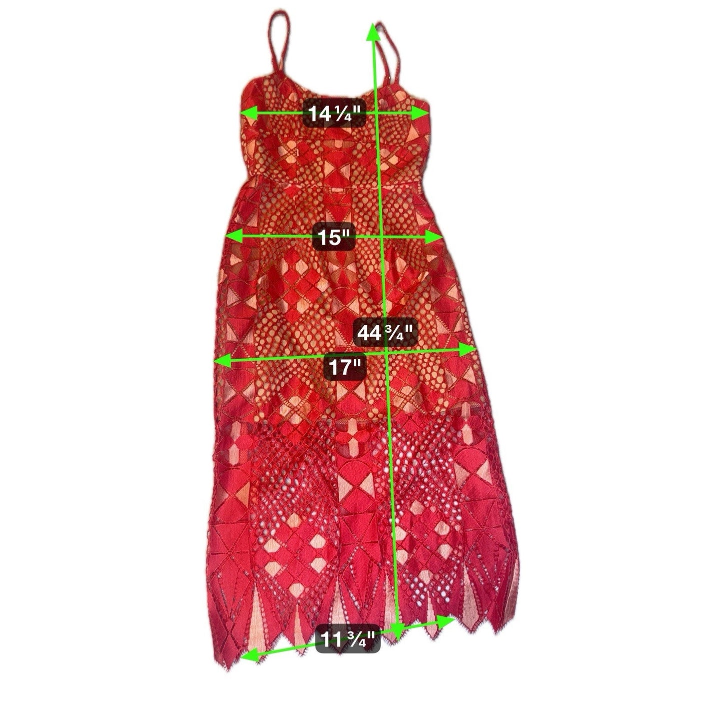 BCBGMAXAZRIA Red Lace Midi Dress Size 0 Cocktail Party Wedding Guest