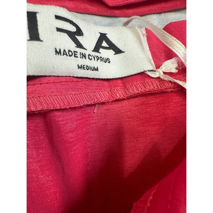 IRA Hot Pink Two Piece Set Puff Sleeve Crop Top Ruffle Hem Skirt Medium